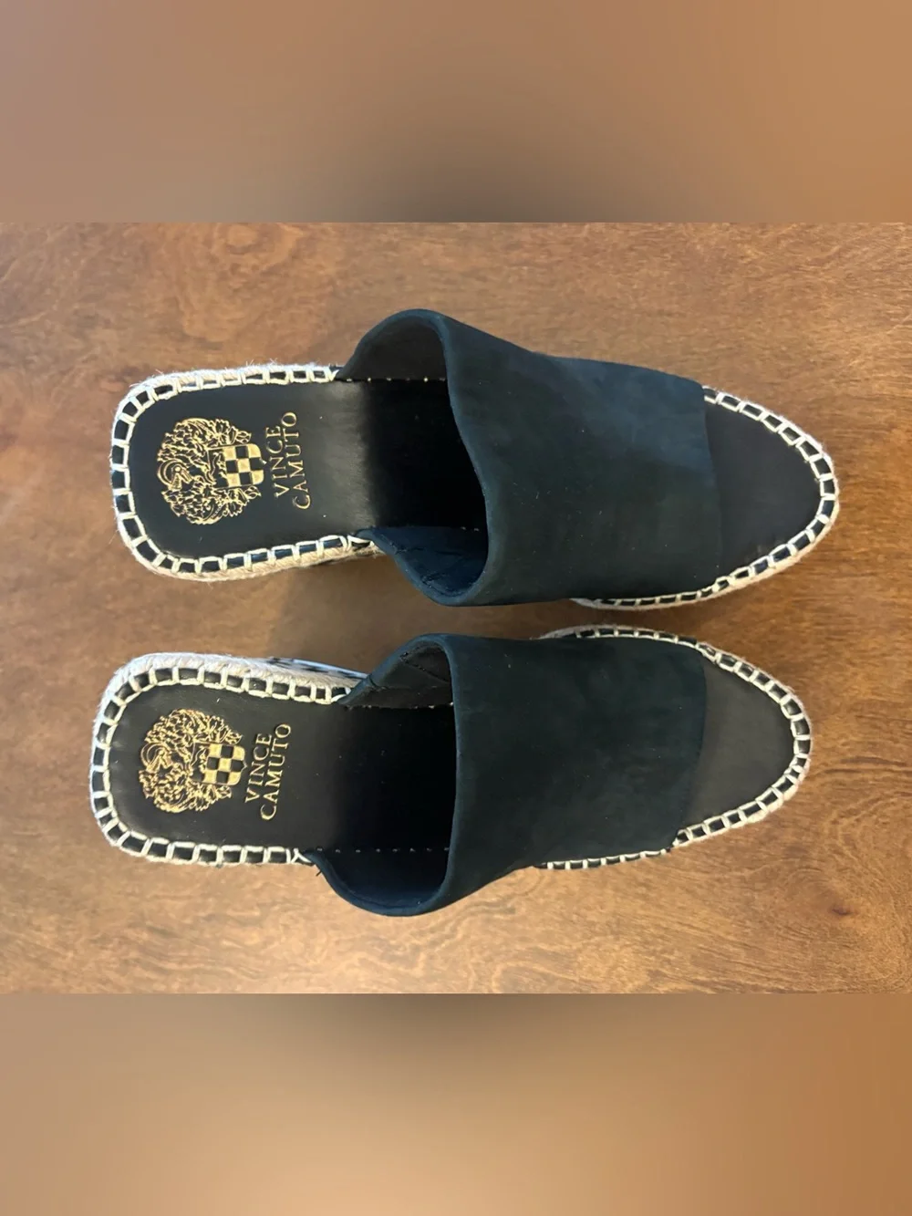 Vince Camuto Black Espadrille Wedge Slide